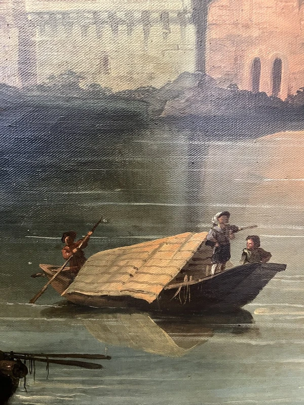 Dipinto a olio su tela – Veduta della Fortezza di Ehrenbreitstein sul fiume Reno