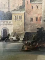 Dipinto a olio su tela – Veduta della Fortezza di Ehrenbreitstein sul fiume Reno