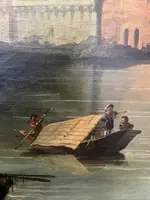 Dipinto a olio su tela – Veduta della Fortezza di Ehrenbreitstein sul fiume Reno