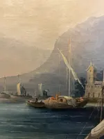 Dipinto a olio su tela – Veduta della Fortezza di Ehrenbreitstein sul fiume Reno