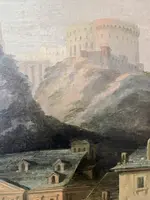 Dipinto a olio su tela – Veduta della Fortezza di Ehrenbreitstein sul fiume Reno