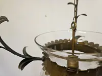 Lustre en fer forgé et verre, années 1950