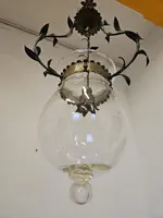 Lustre en fer forgé et verre, années 1950