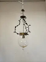 Lustre en fer forgé et verre, années 1950