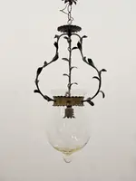 Lustre en fer forgé et verre, années 1950