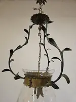 Lustre en fer forgé et verre, années 1950