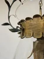 Lustre en fer forgé et verre, années 1950