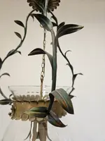 Lustre en fer forgé et verre, années 1950