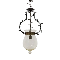 Lustre en fer forgé et verre, années 1950