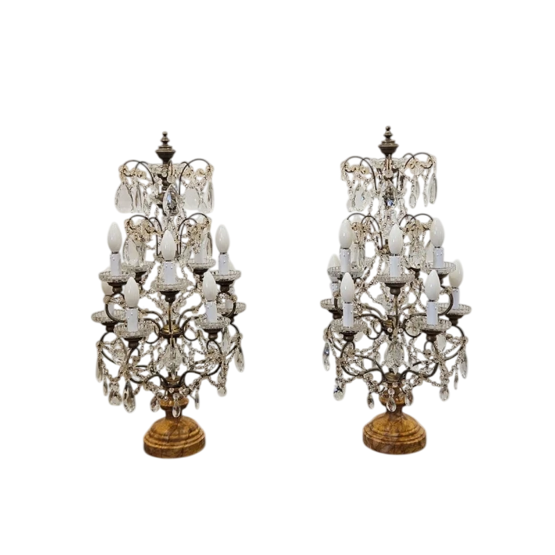 Paire de volants de table en cristal biseauté - début du 20e siècle