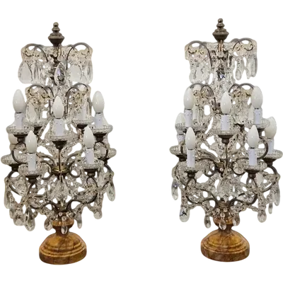 Pair of beveled crystal table pinwheels - early 20th century