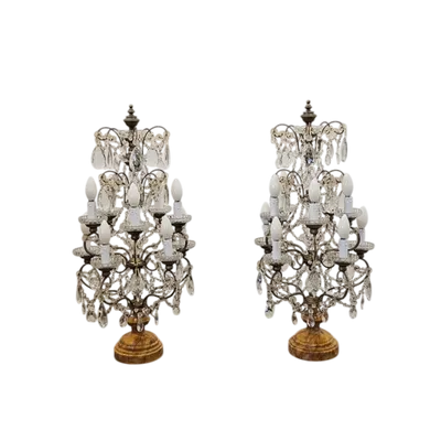 Pair of beveled crystal table pinwheels - early 20th century