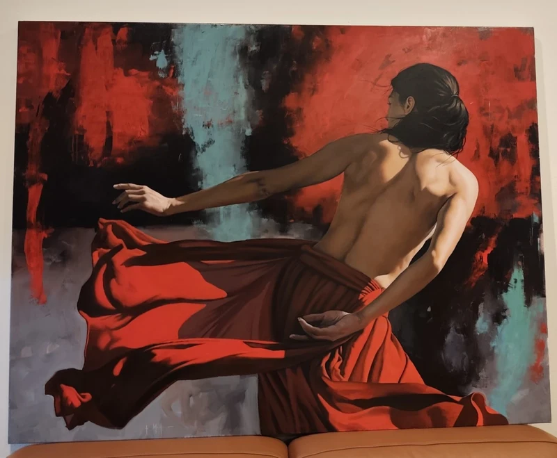 Olio su tela energia della donna pittura realista