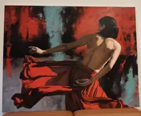 Olio su tela energia della donna pittura realista