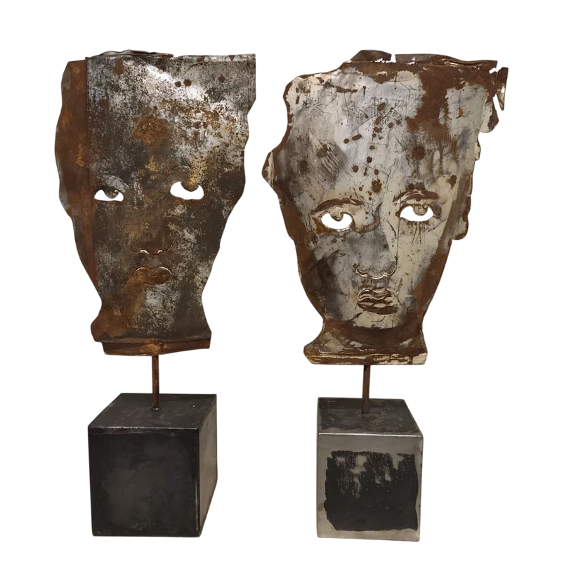 Coppia di maschere in lamiera 1960 Jean-Pierre Raynaud