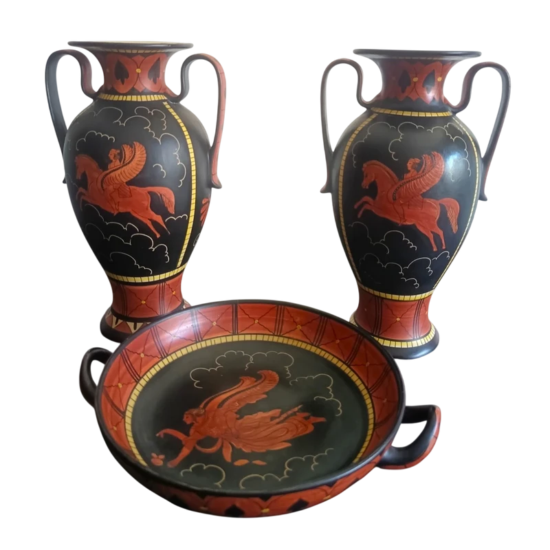 Trittico di vasi Deruta 1930