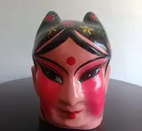 Triptych of Chinese masks from 1920 papier mache