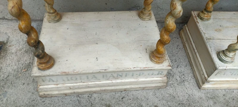 Pair of small lacquered console tables 18th century