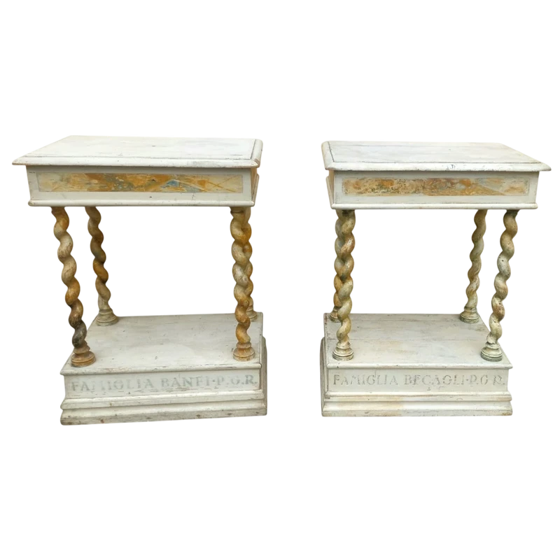 Pair of small lacquered console tables 18th century
