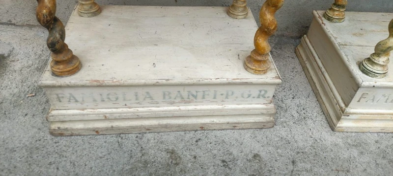 Pair of small lacquered console tables 18th century