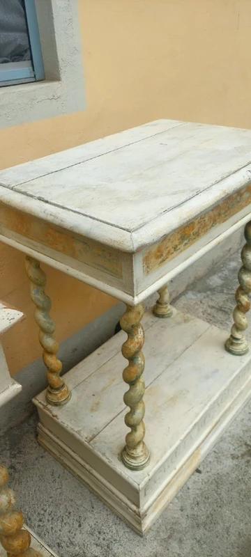 Pair of small lacquered console tables 18th century
