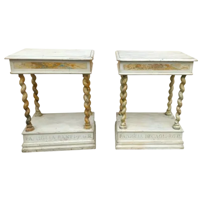 Pair of small lacquered console tables 18th century