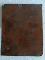 École française 17-18e siècle Saint François tenant un crucifix Huile sur cuivre avec inscription