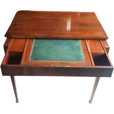 Antico tavolino scrittoio - piano scorrevole - mogano - Luigi XVI