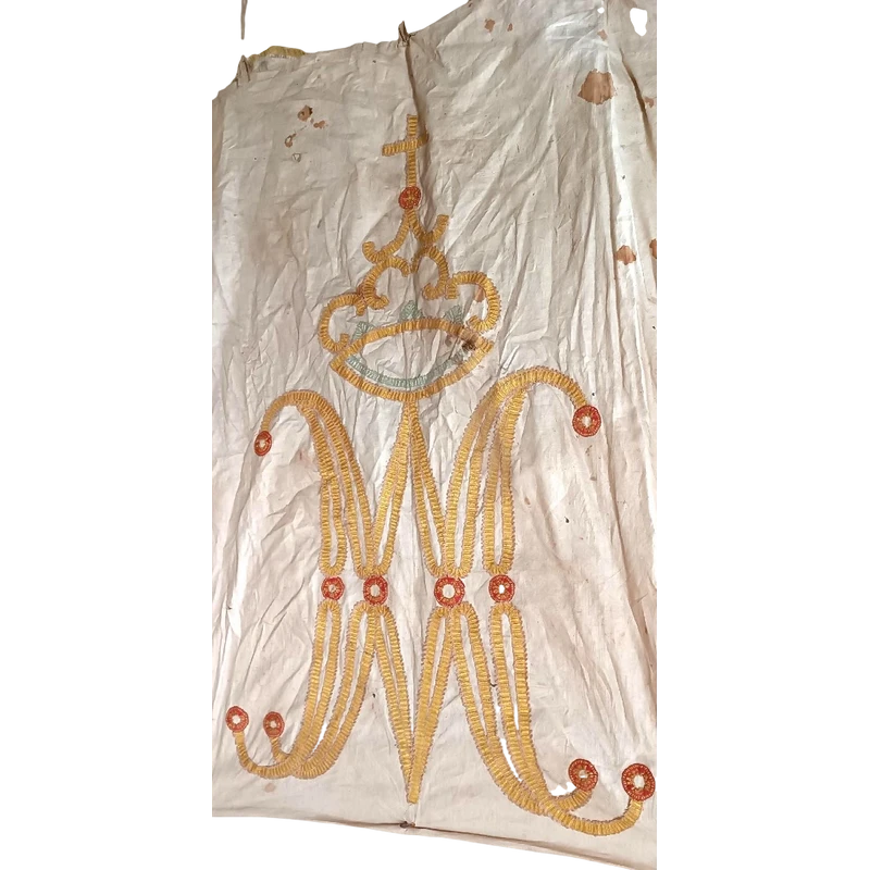 Large processional cloth embroidered Marian symbol , 18th century