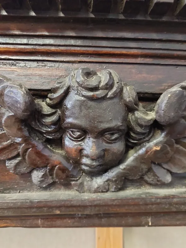 Grand cadre d'édicule sculpté style Renaissance 17e siècle Italie