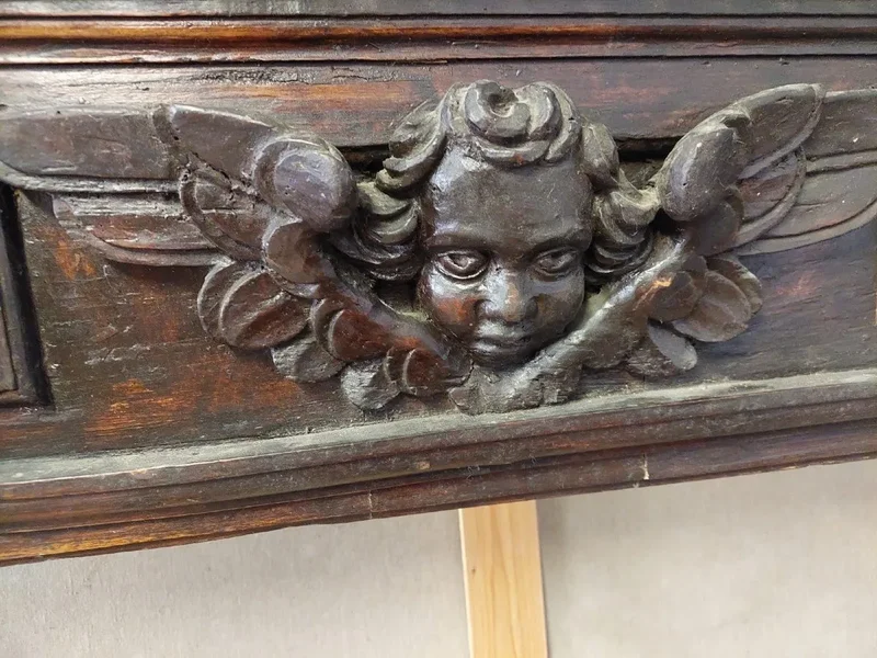 Grand cadre d'édicule sculpté style Renaissance 17e siècle Italie