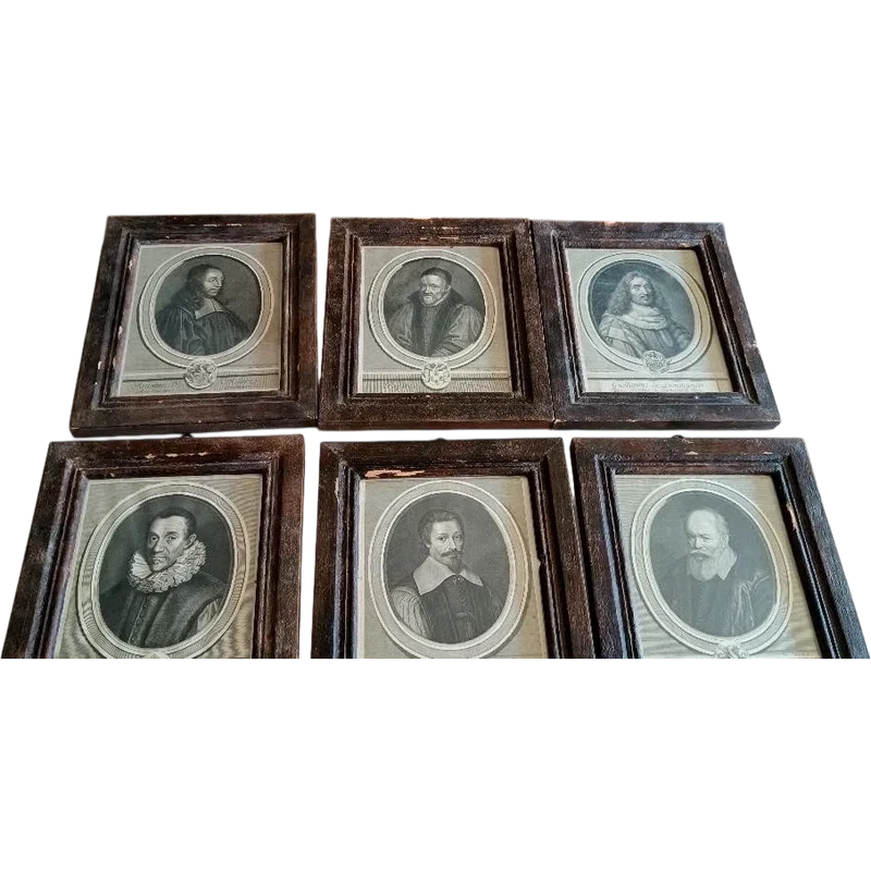 SIX 6 ETCHINGS ANTICE FRANCE 18TH CENTURY -PORTRAITS CHARACTERS-FRAMES