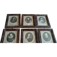 SIX 6 ETCHINGS ANTICE FRANCE 18TH CENTURY -PORTRAITS CHARACTERS-FRAMES