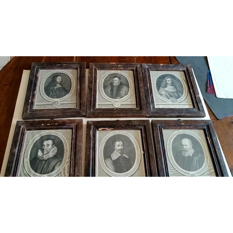 SIX 6 ETCHINGS ANTICE FRANCE 18TH CENTURY -PORTRAITS CHARACTERS-FRAMES