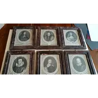 SIX 6 ETCHINGS ANTICE FRANCE 18TH CENTURY -PORTRAITS CHARACTERS-FRAMES