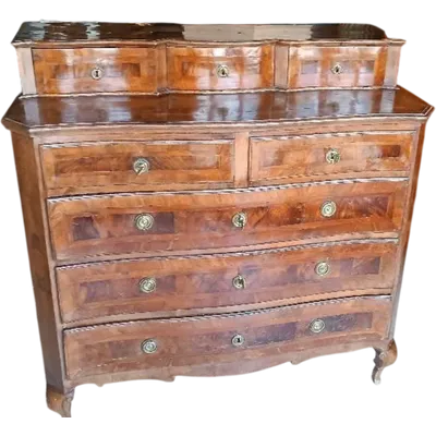 Antique panelled and inlaid chest of drawers 18th century northern italy