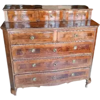 Antique panelled and inlaid chest of drawers 18th century northern italy