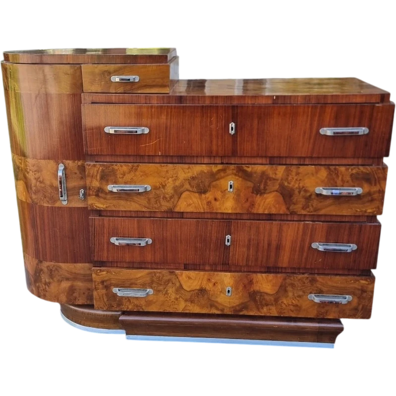 Cassettone in noce e palissandro Art Deco 1930