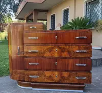 Cassettone in noce e palissandro Art Deco 1930