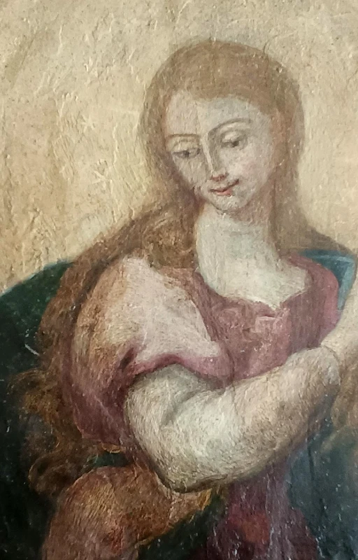 Antico dipinto su rame,doppio dipinto,Santa Caterina da siena