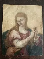 Antico dipinto su rame,doppio dipinto,Santa Caterina da siena