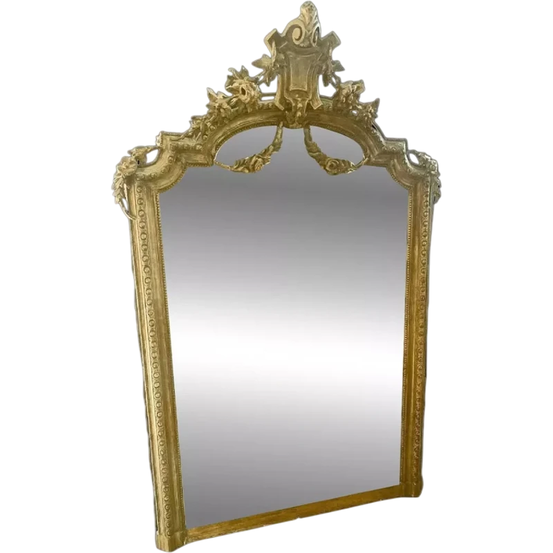 Grande specchiera in legno dorato del XIX secolo stile Napoleone III.