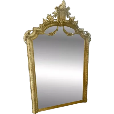 Grande specchiera in legno dorato del XIX secolo stile Napoleone III.