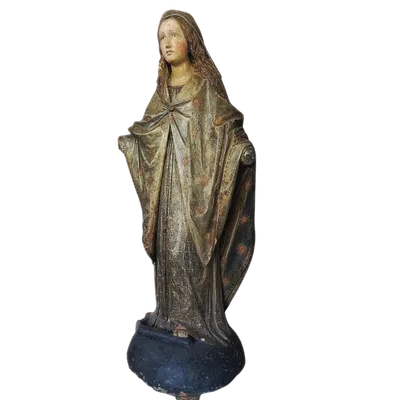 Grande sculpture en terre cuite représentant une madone du 17e siècle à Rome