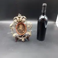 SILVER FILIGREE BEDSIDE TABLE WITH SMALL PAINTING DEPICTING SAINT ROSALIE