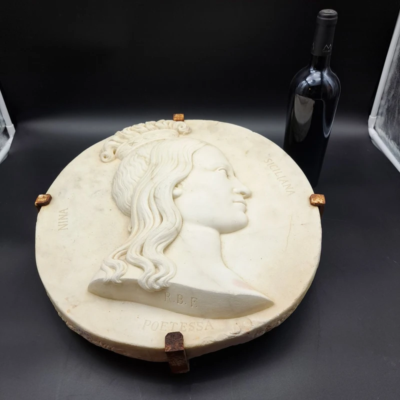 BASSORILIEVO IN MARMO DI ROSOLINO BARBERA DEL XIX SECOLO " 1838-1866 "