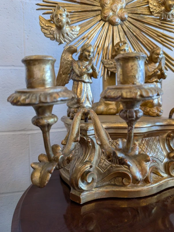 Wooden devotional altar carved and gilded with pure gold