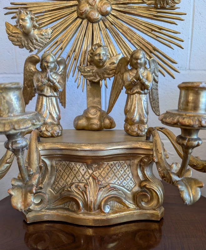 Wooden devotional altar carved and gilded with pure gold