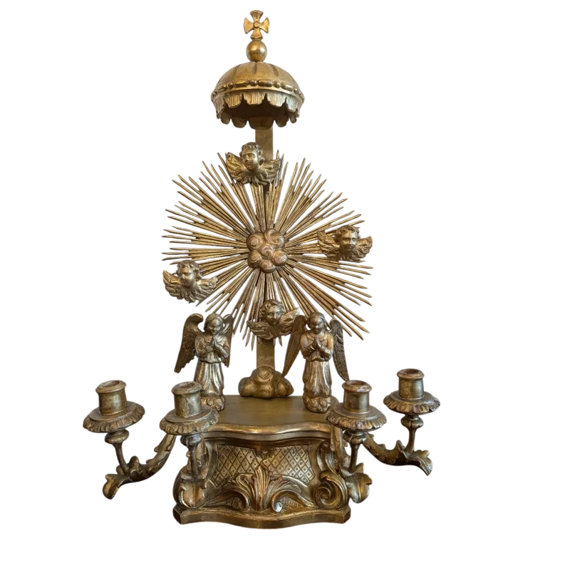 Wooden devotional altar carved and gilded with pure gold