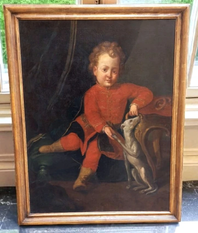 Oil painting on canvas , portrait of young nobleman 18th century
